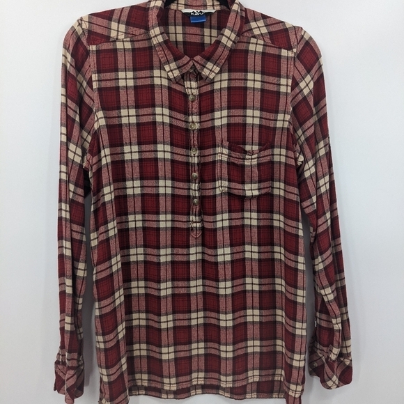 Kavu Tops - KAVU Plaid Button Long Sleeve Shirt